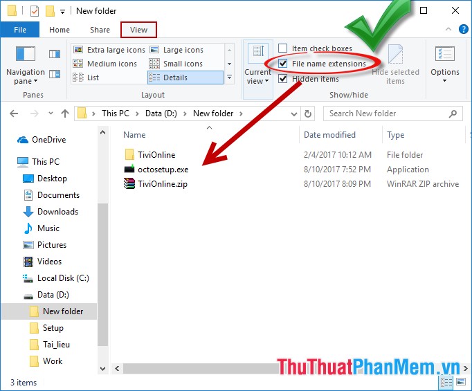 Cách hiển thị phần mở rộng của file (đuôi file) trong Windows 10