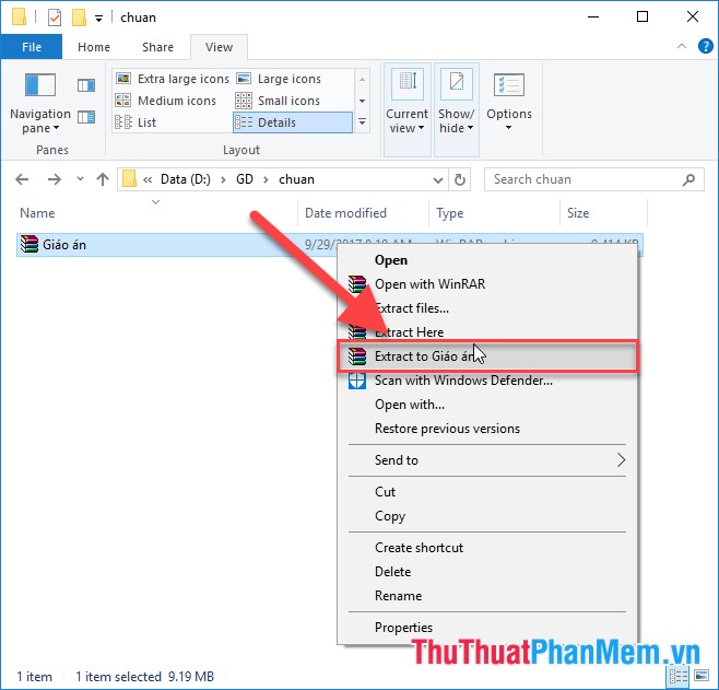 Extrahieren Sie schnell und erstellen Sie automatisch einen Ordner mit dem aktuellen Namen der Datei. Klicken Sie auf In "name_file" extrahieren.