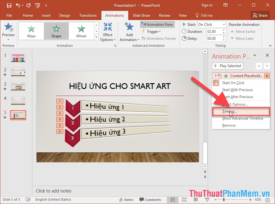 Sử dụng hiệu ứng SmartArt trong PowerPoint