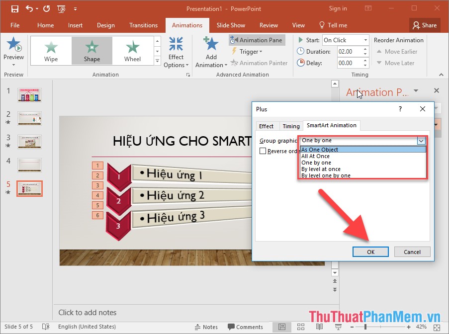 Sử dụng hiệu ứng SmartArt trong PowerPoint