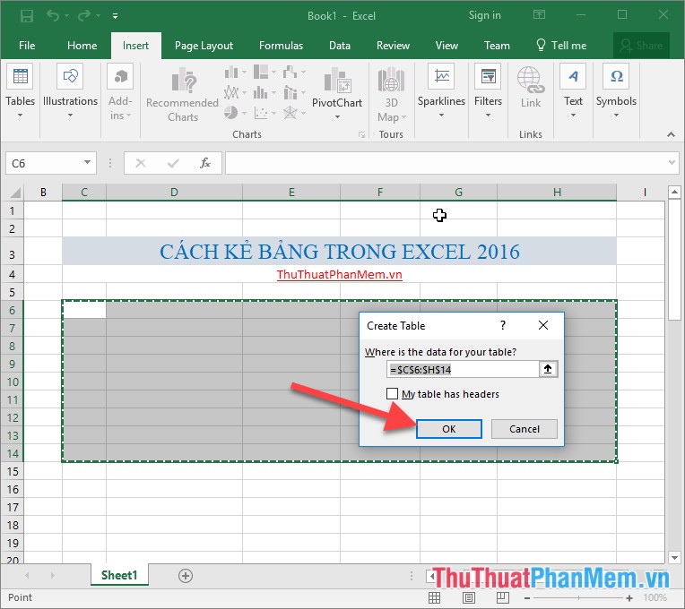 Cách kẻ bảng - Thêm, sửa, xóa dòng cột trong bảng trên Excel 2016