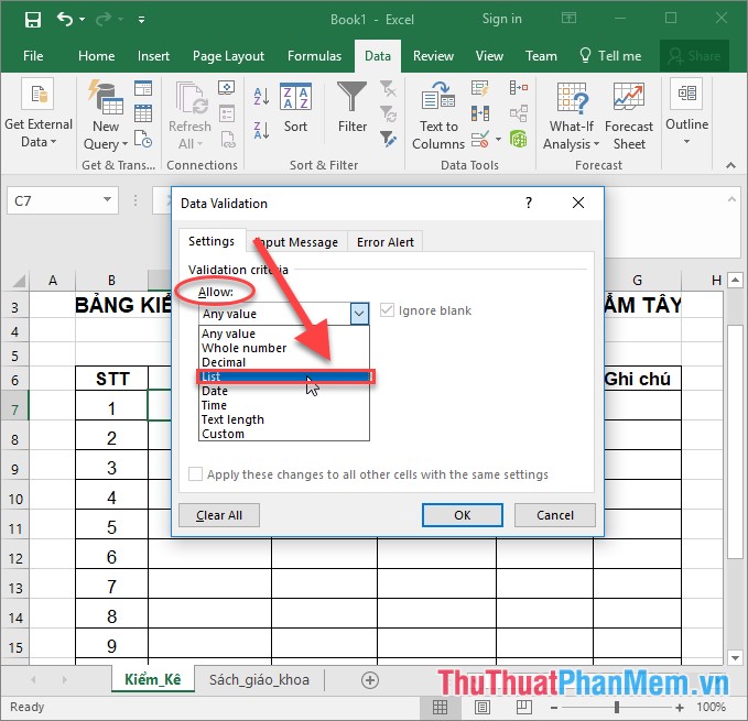Hướng dẫn cách tạo danh sách xổ xuống hay Drop-down List trong Excel