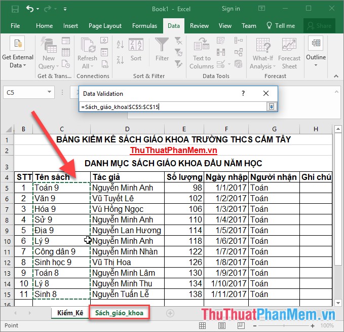 Hướng dẫn cách tạo danh sách xổ xuống hay Drop-down List trong Excel