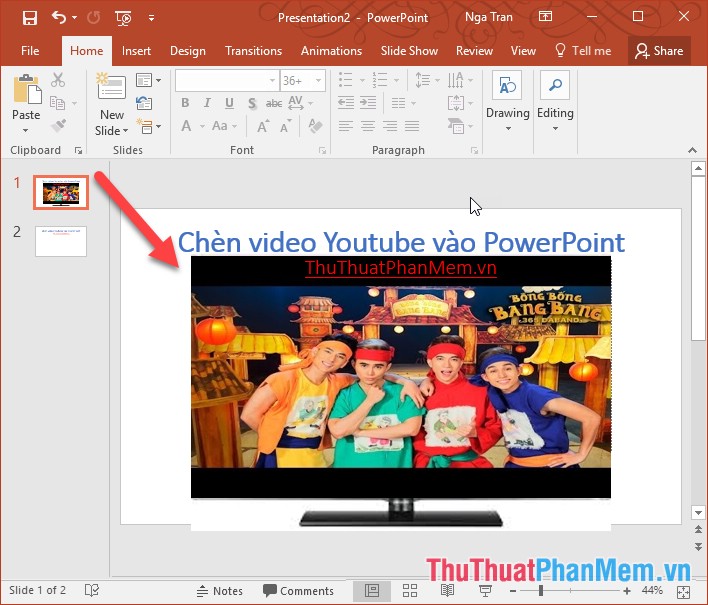 Cách chèn video Youtube vào trong bài thuyết trình Powerpoint