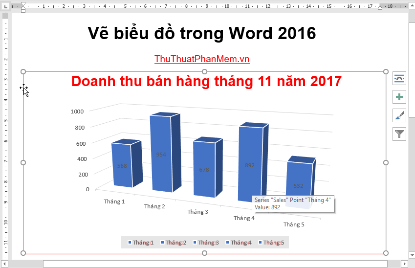 Cách vẽ biểu đồ trong Word 2016