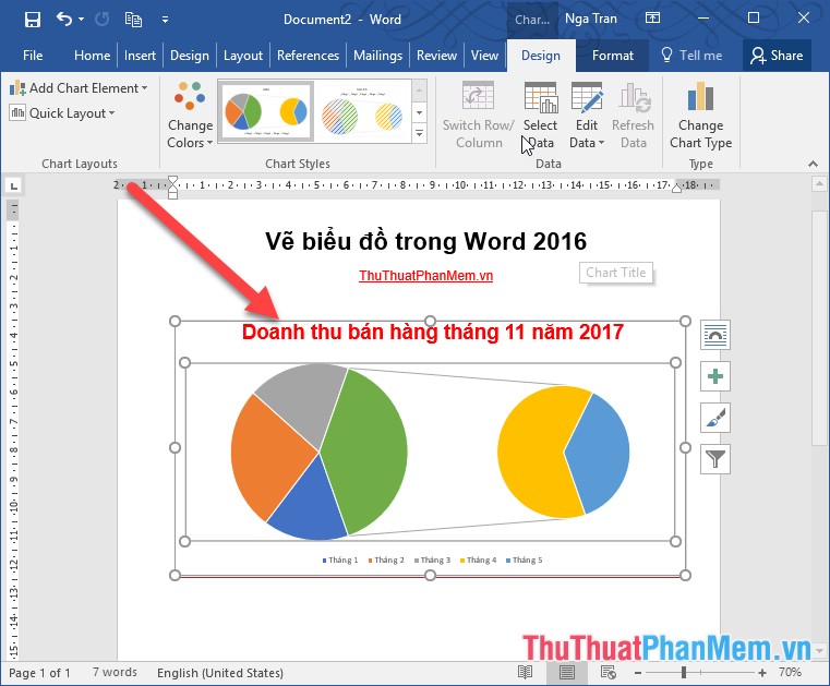 Cách vẽ biểu đồ trong Word 2016