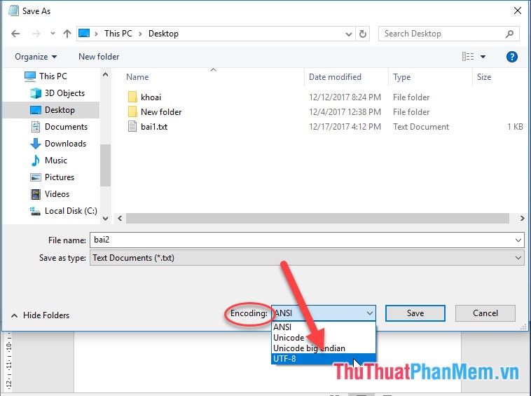 Cách sửa lỗi font khi lưu file tiếng Việt trên Notepad