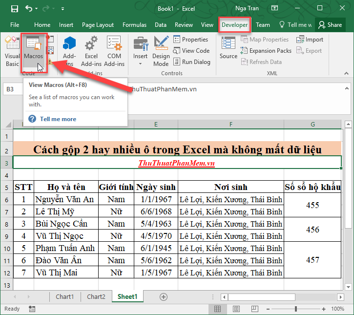 Cách gộp 2 hay nhiều ô trong Excel mà không mất dữ liệu