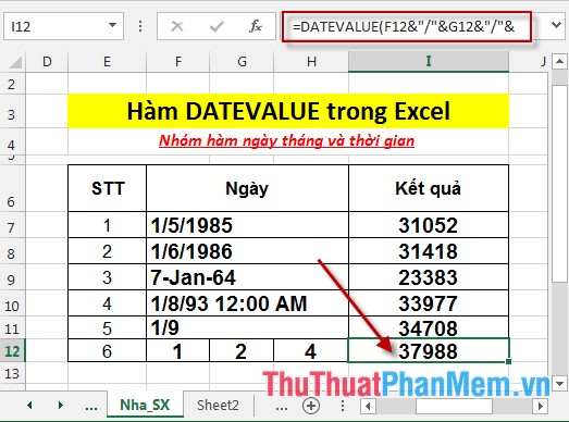 Hàm DATEVALUE - Hàm chuyển đổi ngày tháng định dạng văn bản sang số sê - ri trong Excel