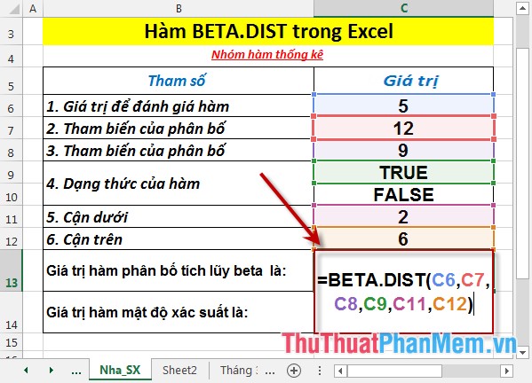 Hàm BETA.DIST - Hàm trả về phân bố Beta trong Excel