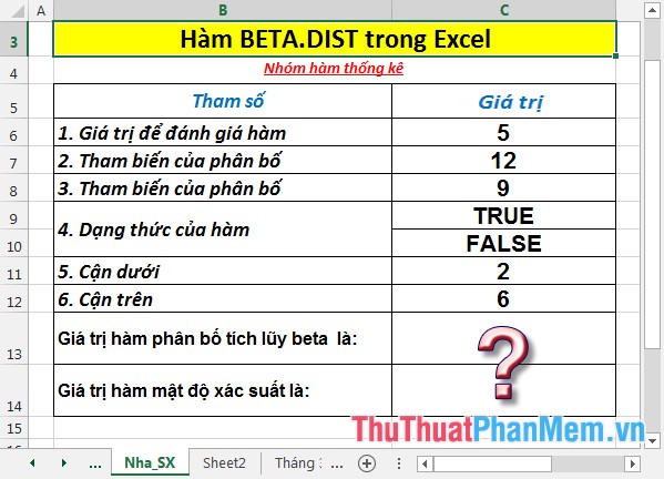 Hàm BETA.DIST - Hàm trả về phân bố Beta trong Excel