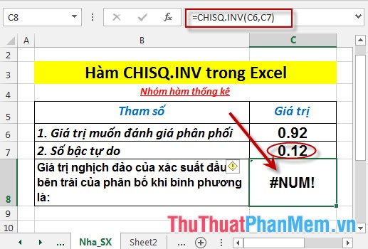 Hàm CHISQ.INV - Hàm trả về giá trị nghịch đảo của xác suất đầu bên trái của phân bố khi bình phương trong Excel