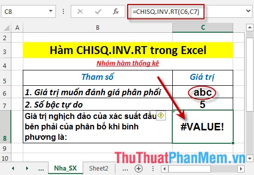 Hàm CHISQ.INV.RT - Hàm trả về giá trị nghịch đảo của xác suất đầu bên phải của phân bố khi bình phương trong Excel