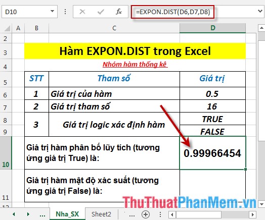 Hàm EXPON.DIST - Hàm trả về phân bố hàm mũ trong Excel