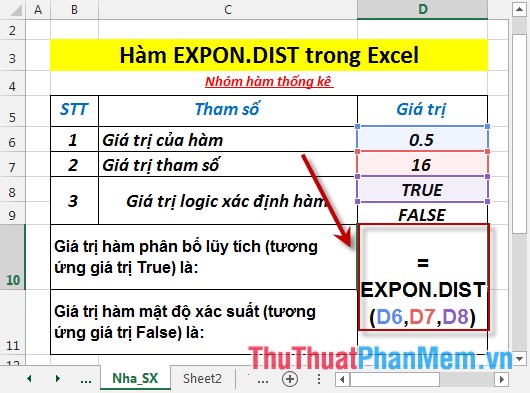 Hàm EXPON.DIST - Hàm trả về phân bố hàm mũ trong Excel