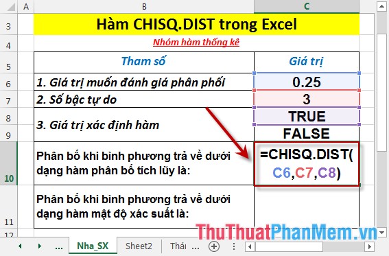Hàm CHISQ.DIST - Hàm trả về phân bố khi bình phương trong Excel