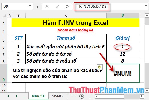 Hàm F.INV - Hàm trả về giá trị nghịch đảo của phân bố xác suất F trong Excel