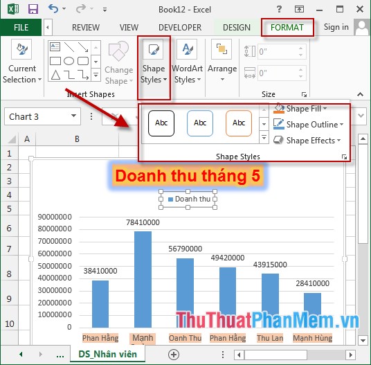 Ẩn, hiện các nhãn của biểu đồ trong Excel