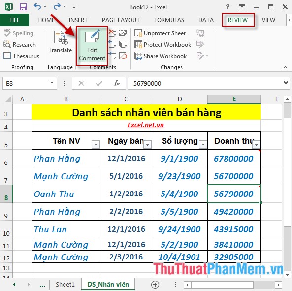 Cách đặt tên, ghi chú và bảo vệ ô trong Excel