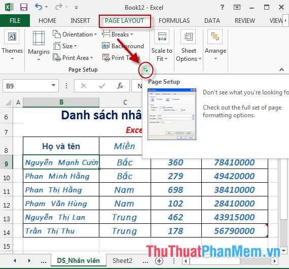 Lặp lại tiêu đề bảng tính khi sang trang trong Excel