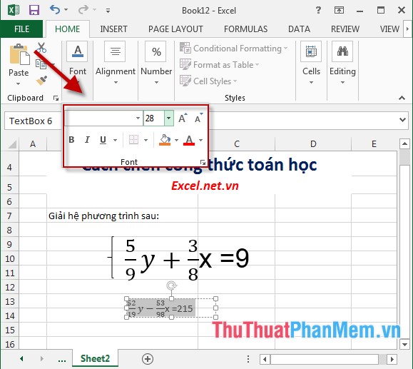Lập và hiệu chỉnh biểu thức toán học trong Excel