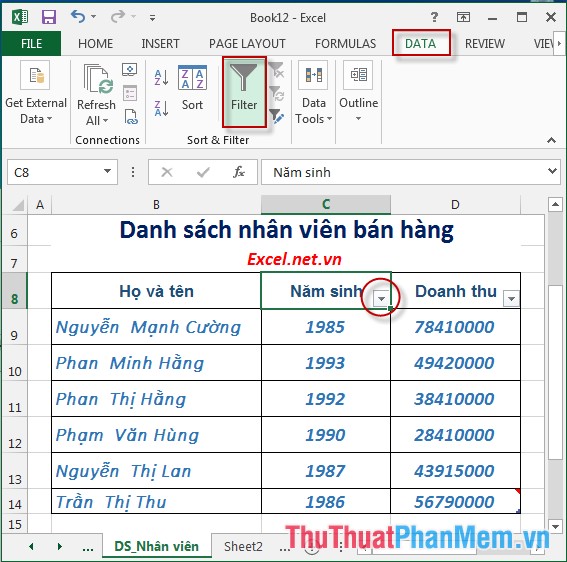 Lọc dữ liệu (Data Filter) trong Excel