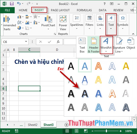 Chèn và hiệu chỉnh Word Art trong Excel