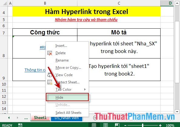 Cách đổi màu SheetTab và ẩn hiện bảng tính trong Excel