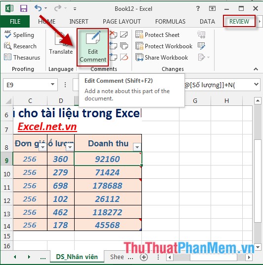 Cách tạo ghi chú cho tài liệu trong Excel