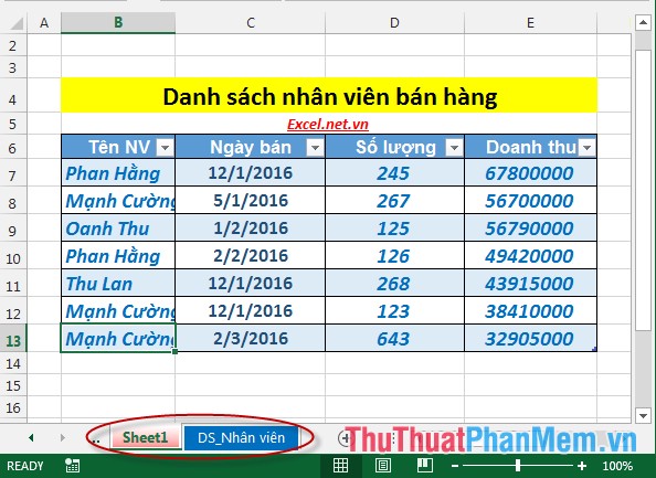 Cách đổi màu SheetTab và ẩn hiện bảng tính trong Excel