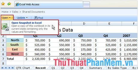 Căn bản về Excel Services trong Excel