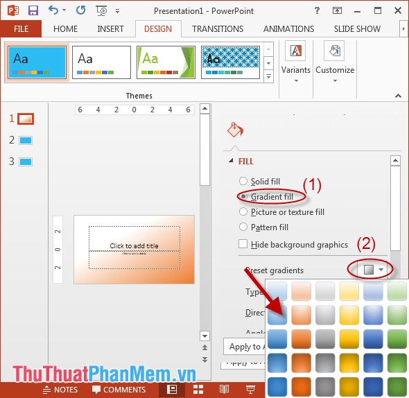 Áp dụng hiệu ứng Gradient cho màu nền trong PowerPoint
