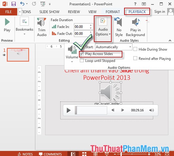 Chèn tập tin âm thanh Audio vào Slide trong PowerPoint