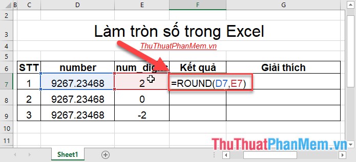 Làm tròn số trong Excel (Hàm ROUND)