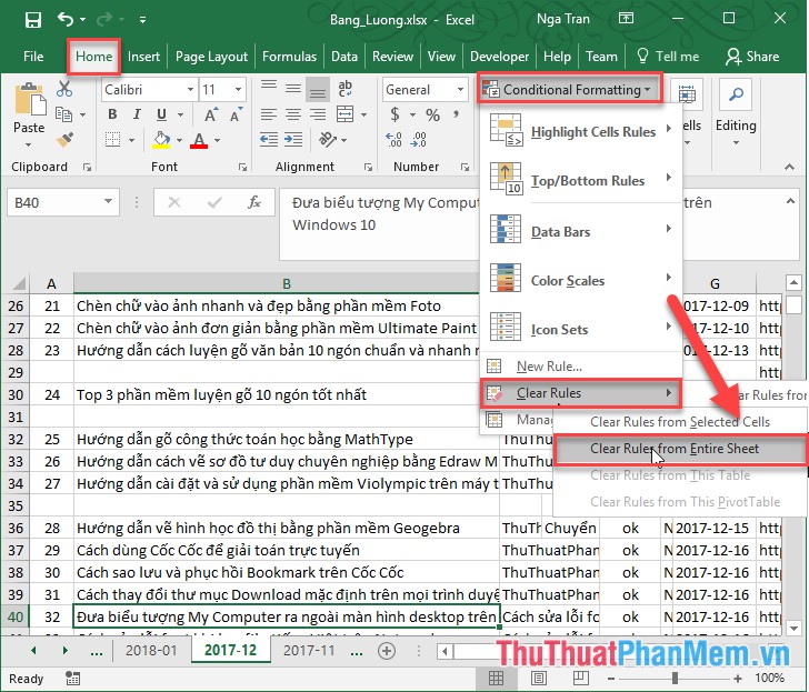 Cách giảm dung lượng file Excel
