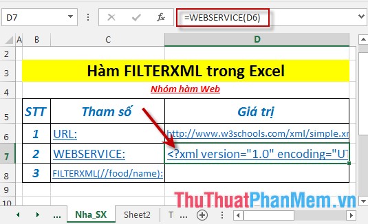 Hàm FILTERXML - Hàm trả về dữ liệu xác định từ nội dung XML bằng cách sử dụng Xpath đã xác định trong Excel