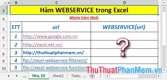 Hàm WEBSERVICE - Hàm trả về dữ liệu từ 1 dịch vụ web trên Internet hoặc Intranet trong Excel