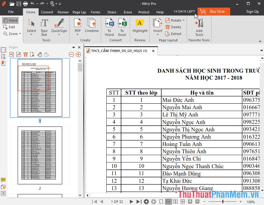 Cách chuyển đồi định dạng PDF sang Excel