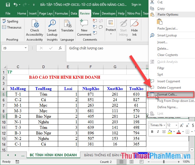 Các cách ẩn dữ liệu trên Excel