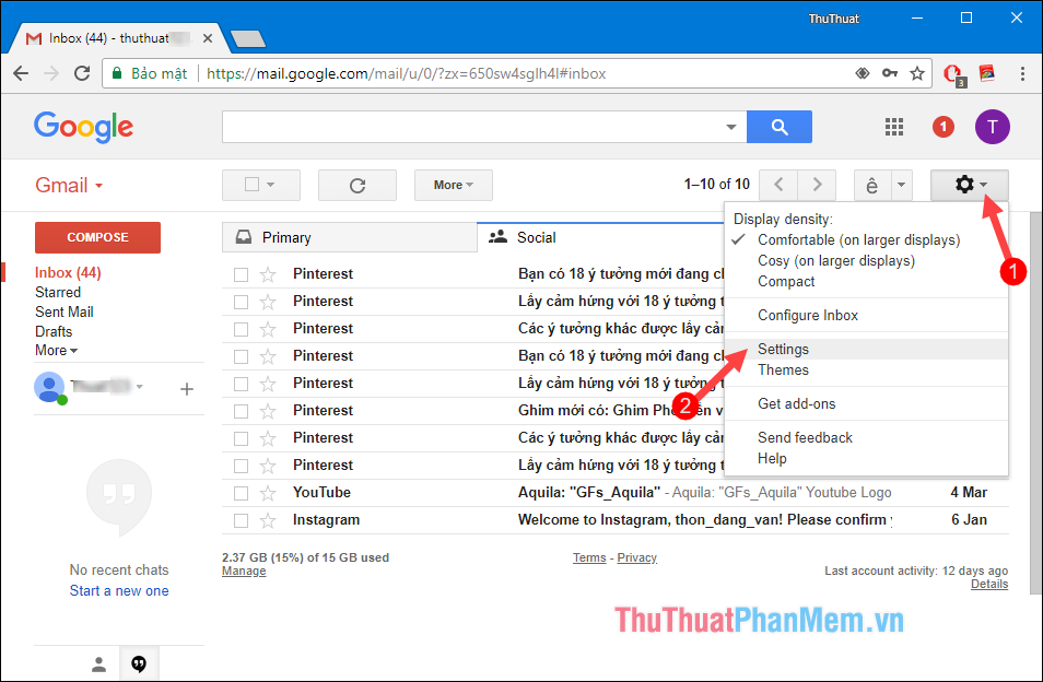 Đổi giao diện Gmail từ tiếng Anh sang tiếng Việt