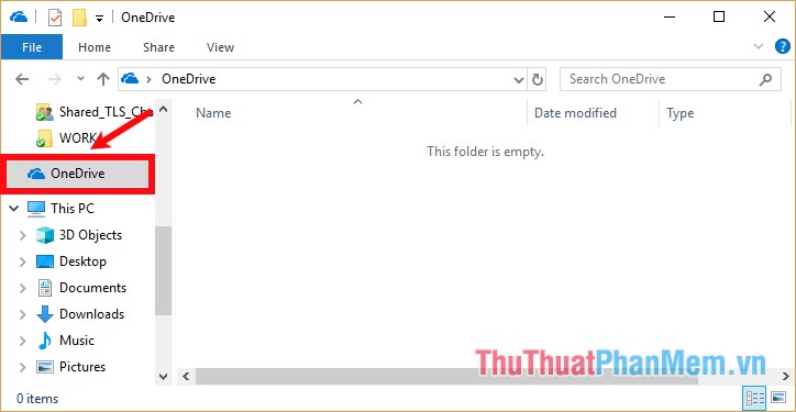Chọn OneDrive trên File Explorer