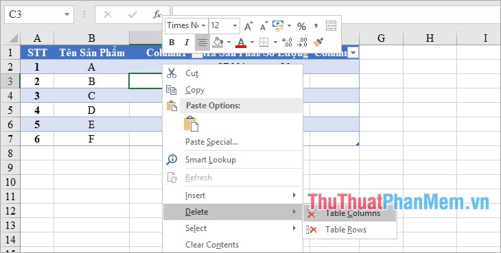 Cách tạo bảng, chèn bảng trong Excel 2016