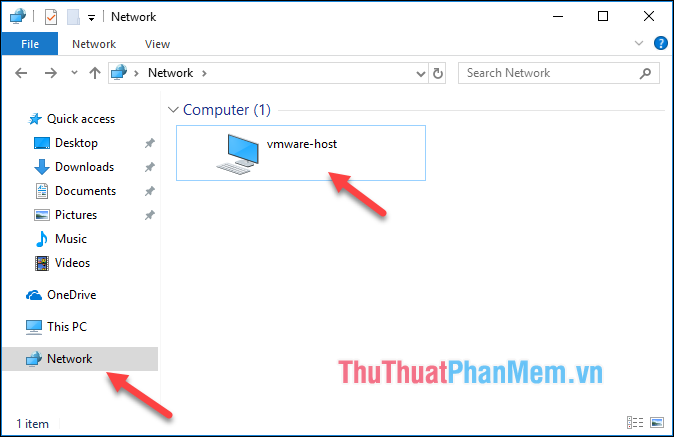 Mở Computer vào mục Network và mở thư mục vmware-host