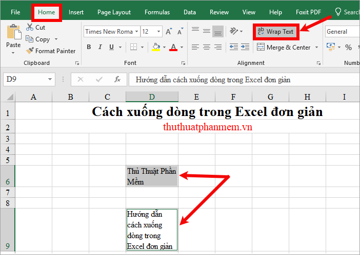 Cách xuống dòng trong Excel đơn giản 2021