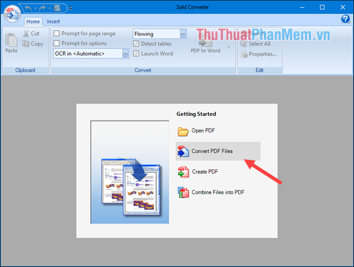 Chạy ứng dụng và chọn mục Convert PDF Files