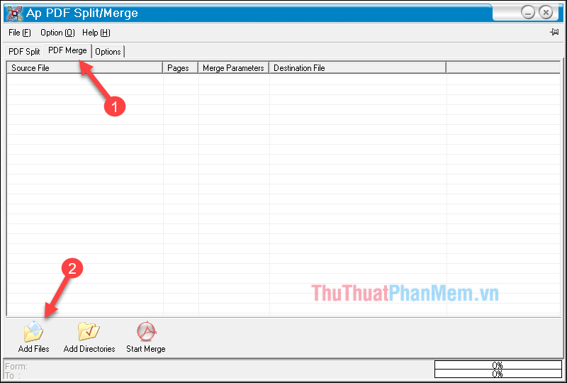 Chọn mục PDF Merge sau đó chọn Add Files để chọn các file PDF cần ghép