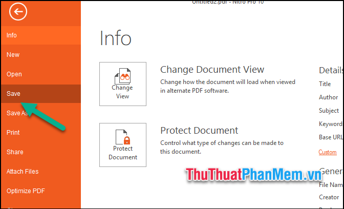 Sau khi nhập văn bản xong chọn File - Save để lưu file PDF