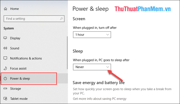 Cách bật, tắt chế độ Sleep trong Windows 10