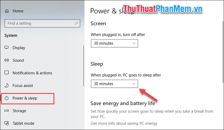 Cách chỉnh thời gian Sleep Windows 10, 7