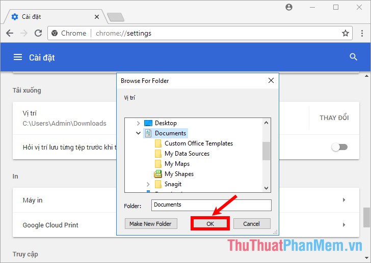 Cách thay đổi thư mục tải xuống mặc định trong Chrome, Cốc Cốc, Edge, Firefox